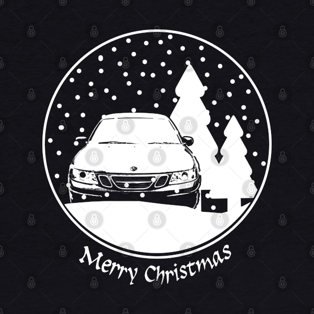 Saab 9-3 classic car Christmas snow globe by soitwouldseem